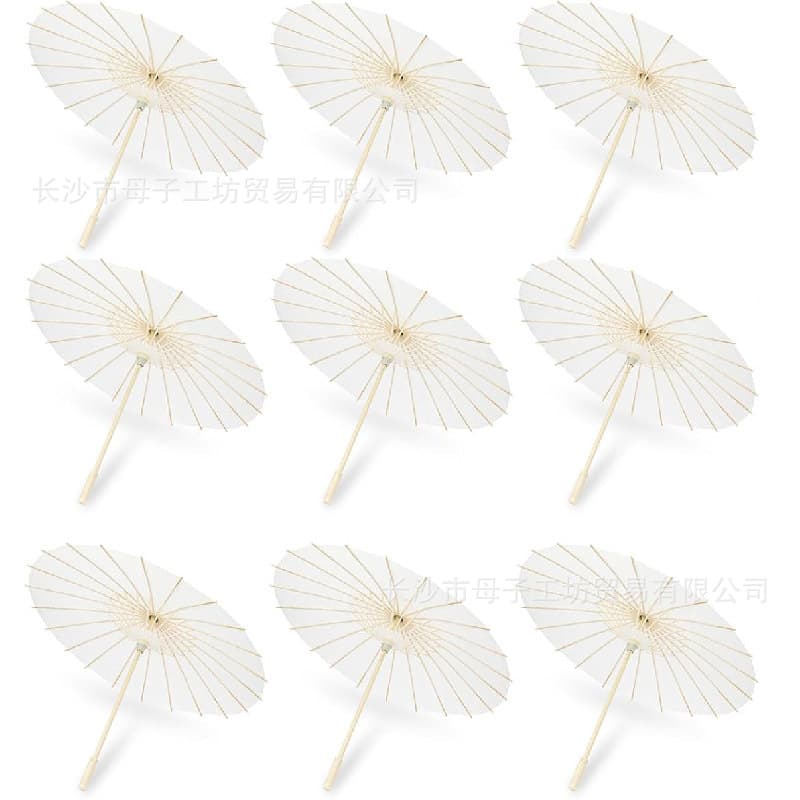 White Parasol Women's Paper Umbrella Traditional Wedding Bride Party Decoration DIY Craft Decor Photo Prop