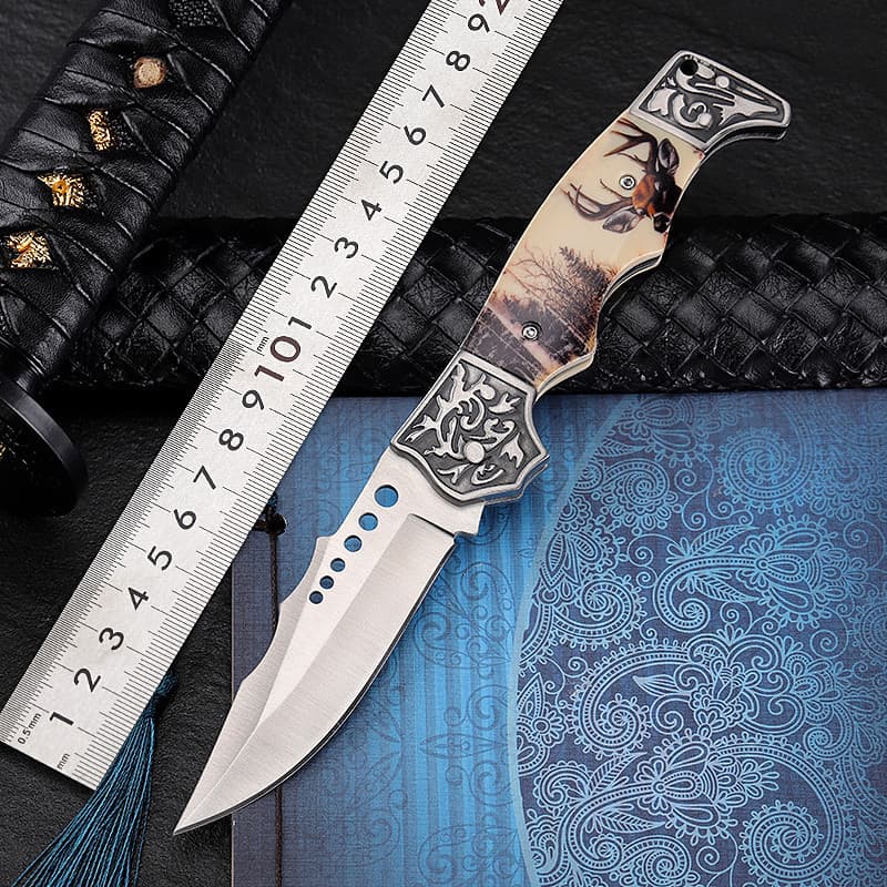 Outdoor Tactical Hunting Knife High Hardness Swiss Army Knife Folding Knife Camping Portable Pocket Knife Gift Collection Knife