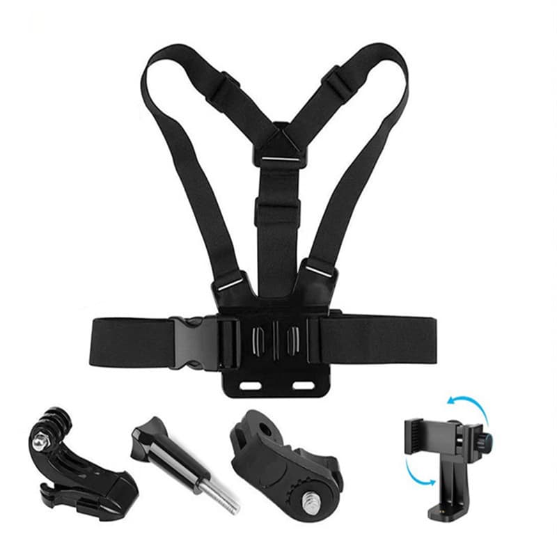 GoPro 11, DJI Osmo, Xiaomi Yi First-Person Cycling Shooting Accessories, Live Streaming Chest Strap with Phone Clip