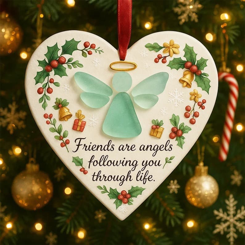 Cross-border Heart-Shaped Angel Friendship Ornament Ceramic Pendant Decoration