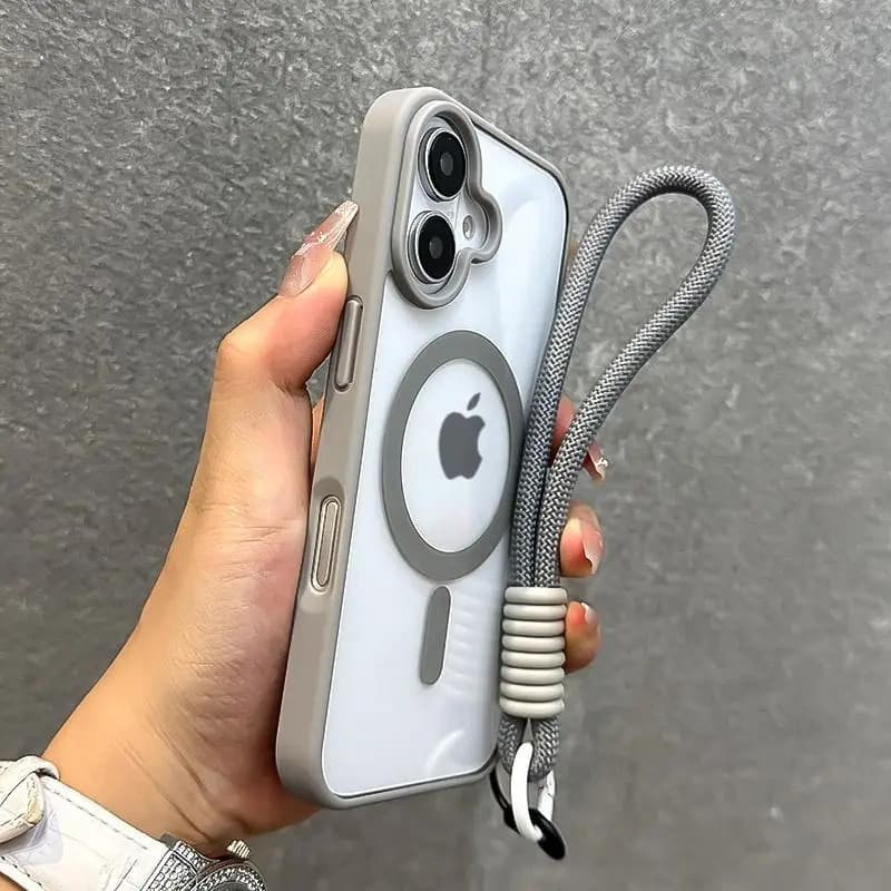 Suitable for iPhone 16 Pro Max Mobile Phone Case Magnetic Transparent Apple 15 Wristband 14 Crossbody Lanyard New Female 17