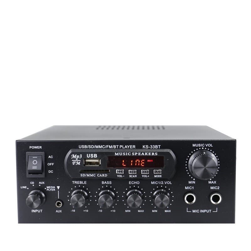 KS-33BT Small Amplifier with USB/Card Reader, FM Radio, for Home and Car Use, High Power Factory Wholesale