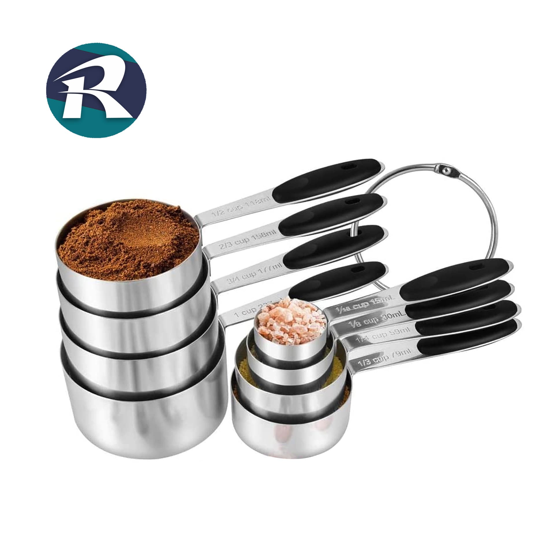 Amazon silicone hand pad stainless steel measuring cup 8-piece set with graduated measuring cup measuring spoon set coffee roasting tools