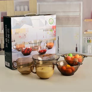 European Style Glass Bowl Set Wholesale Gift Box, Transparent Bowls and Dishes for Night Market, Street Stall, Opening Event, Sales Promotion Gift