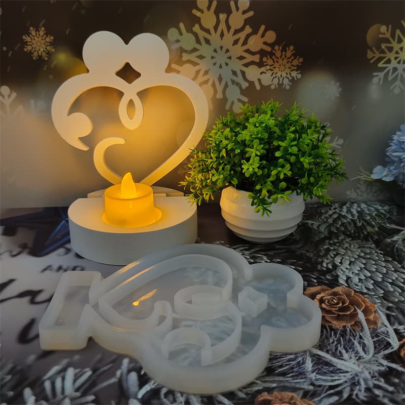 Soft S0392R Couple Heart Insert Desktop Decoration Cement Plaster Mold DIY Silicone Mold