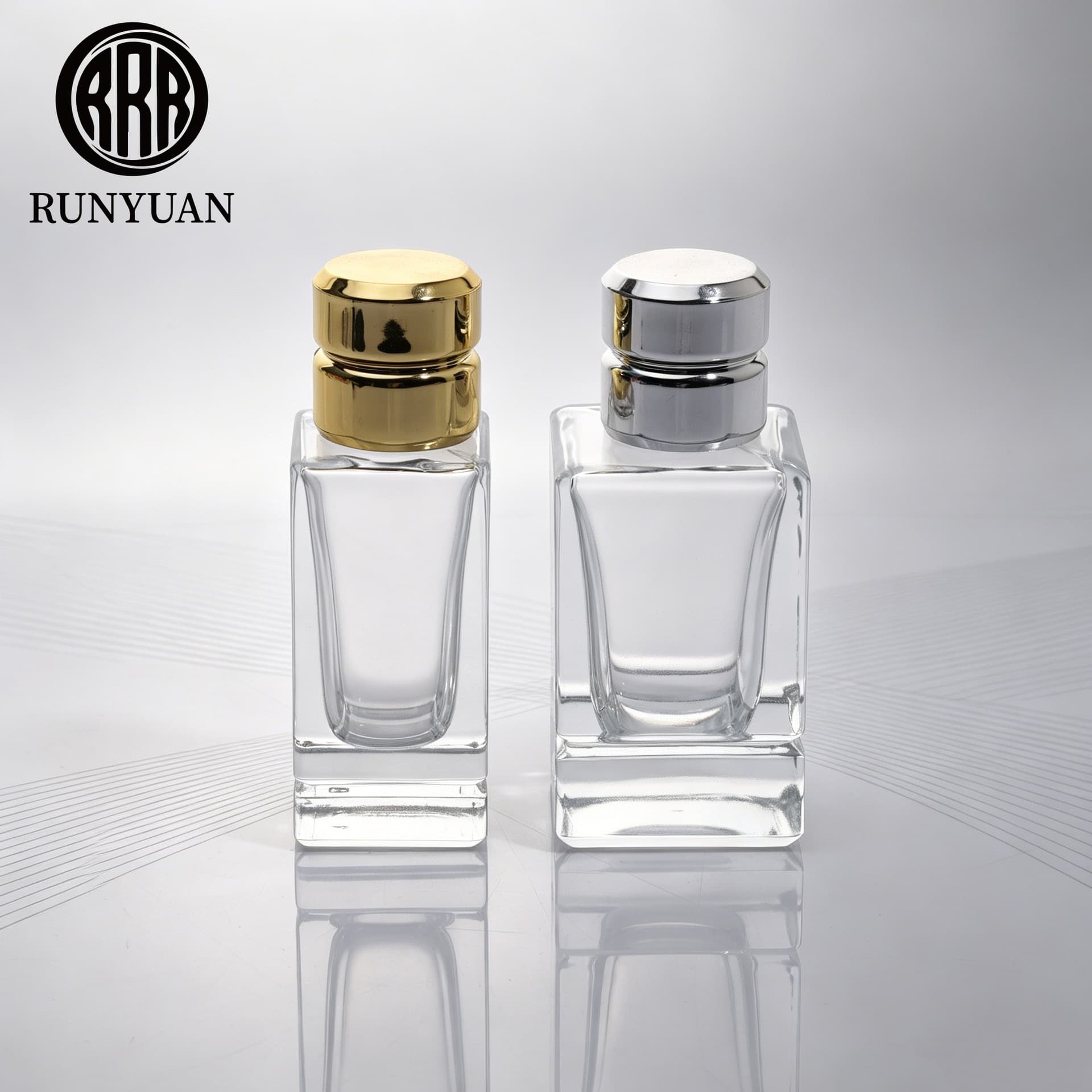 Perfume Bottle Base Rectangular Perfume Bottle with Double-Section Cap 30/50ml Sprayable Color Refillable Bottle