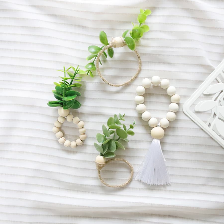 Handmade Plant Leaf Napkin Rings Restaurant Forest System Napkin Holder Hotel Display Simple Hemp Rope Mouth Cloth Ring