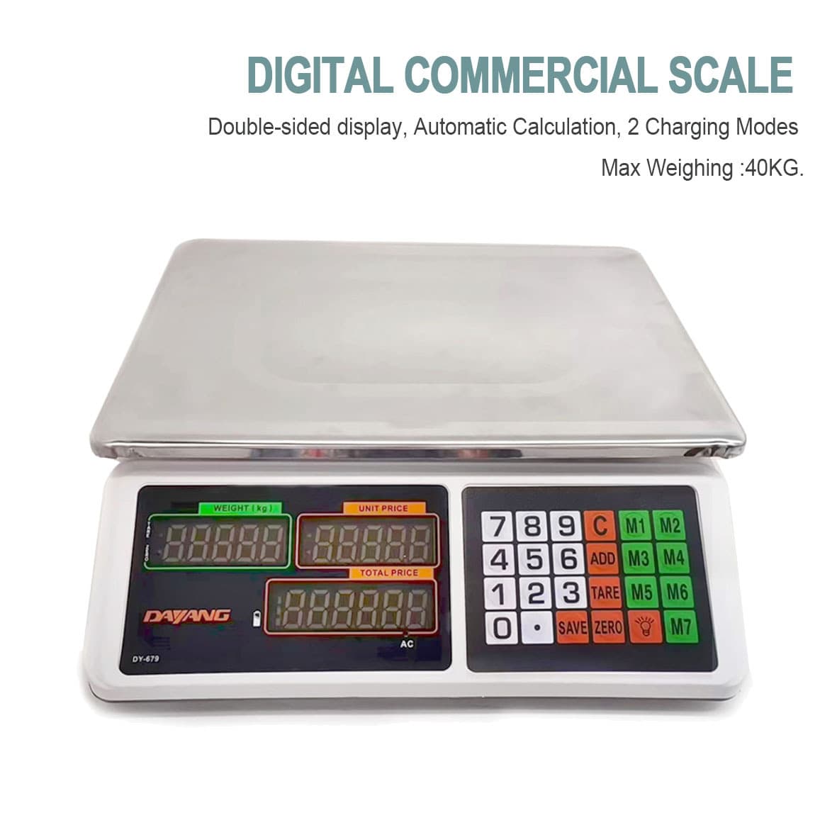 40kg Dual-Power Electronic Scale Commercial Fruit Scale Dual-Display Digital Pricing Scale Platform Scale Factory Wholesale