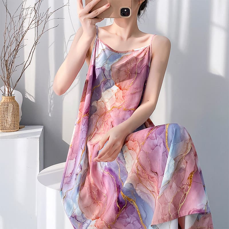 Cotton Silk Pajamas for Women, Spring and Autumn Thin Style, Sleeveless, Plus Size, New Summer Model, Rayon Printed Air-Conditioned Home Wear, Camisole Style