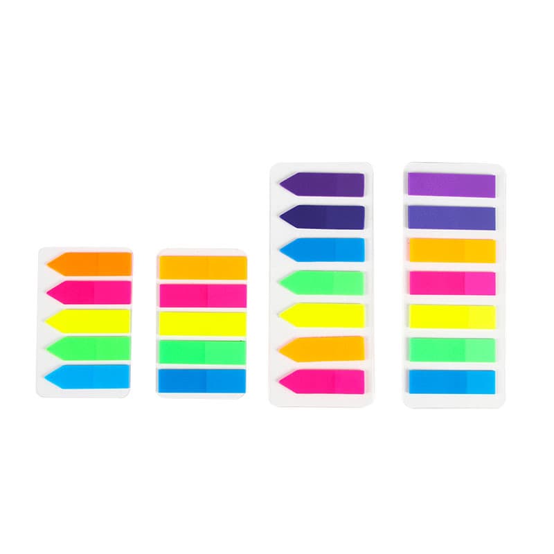 PET Transparent Sticky Notes Fluorescent Color Strip Index Tabs Student Self-Adhesive Waterproof Arrow Classification Labels Wholesale