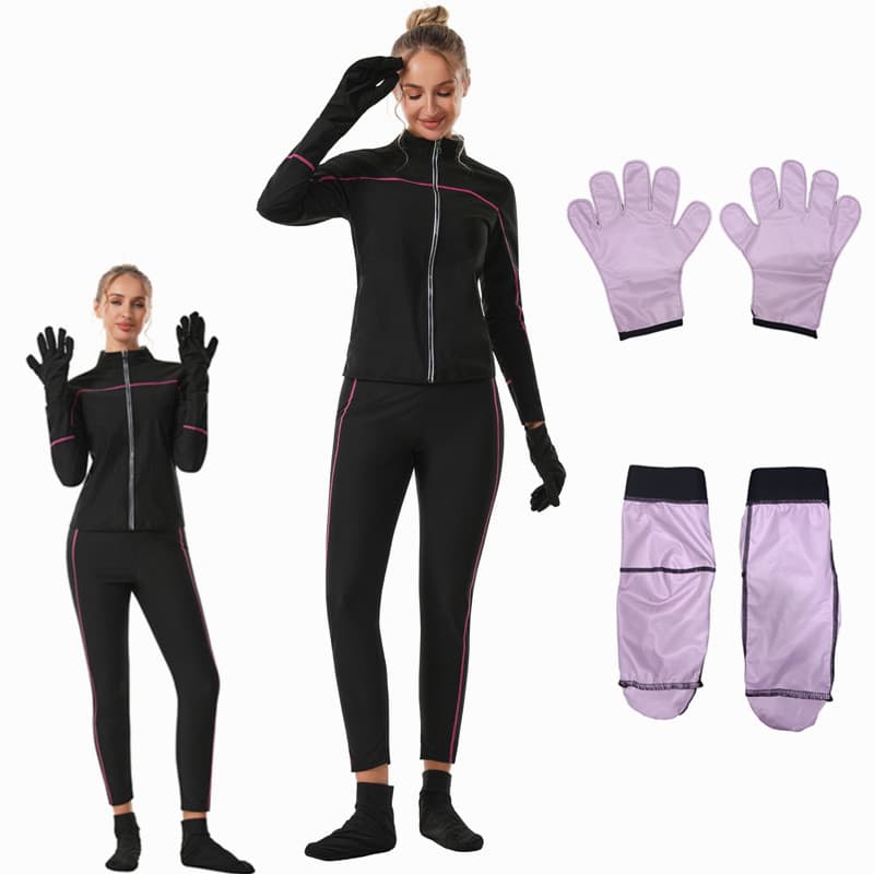 Cross-border sports shapewear high-waisted tummy control yoga tights sauna sweat suit zipper long-sleeved turtleneck set