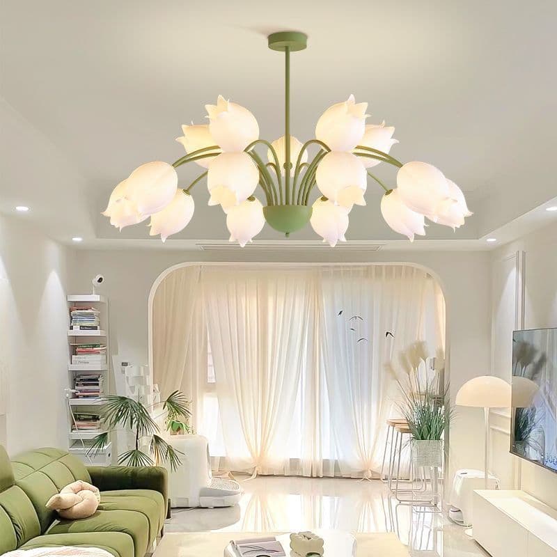 Living room chandelier modern minimalist lamp medieval lily of the valley flower living room main lamp French internet celebrity cream style living room lamp
