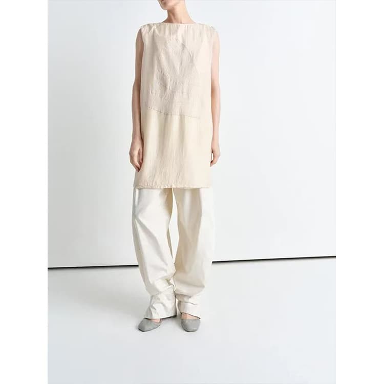 New Summer 2025 lem~ Artist Collaboration Series Silk Printed Sleeveless Top for Women