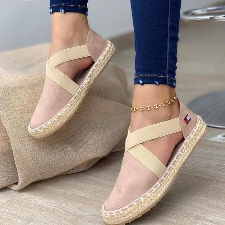 Miler cross-border foreign trade new European and American summer women's sandals round-toe low-cut linen frosted flat-heeled fashion sandals