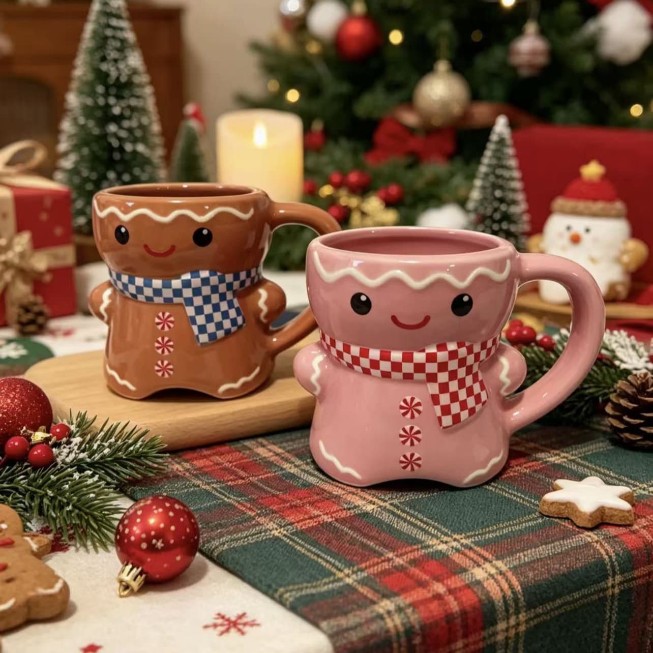 Export Christmas Cartoon Gingerbread Man Kids Cup High-Appearance Ins-Style Breakfast Cup Milk Cup Coffee Cup