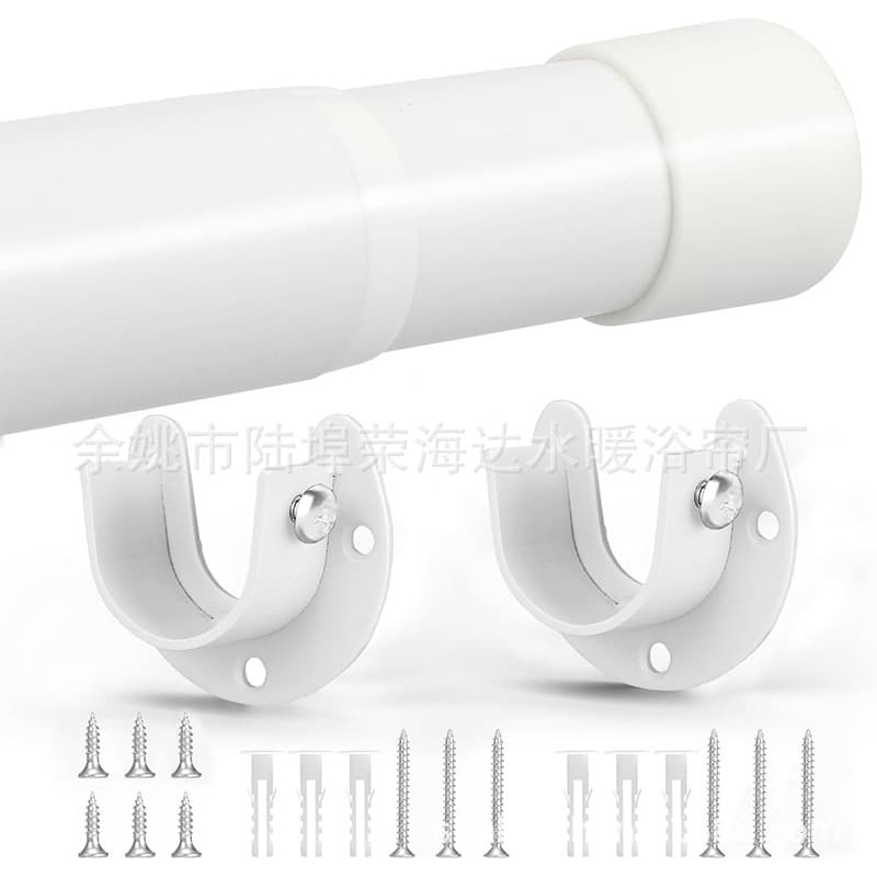 Amazon hot-selling threaded connection curtain rod aluminum alloy telescopic curtain track white small size single rod