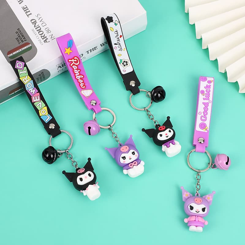 Night Market Stall Trendy Toys & Figures Wholesale Cartoon Cheap Keychains Soft PVC 3D Kuromi Bag Charms Pendants