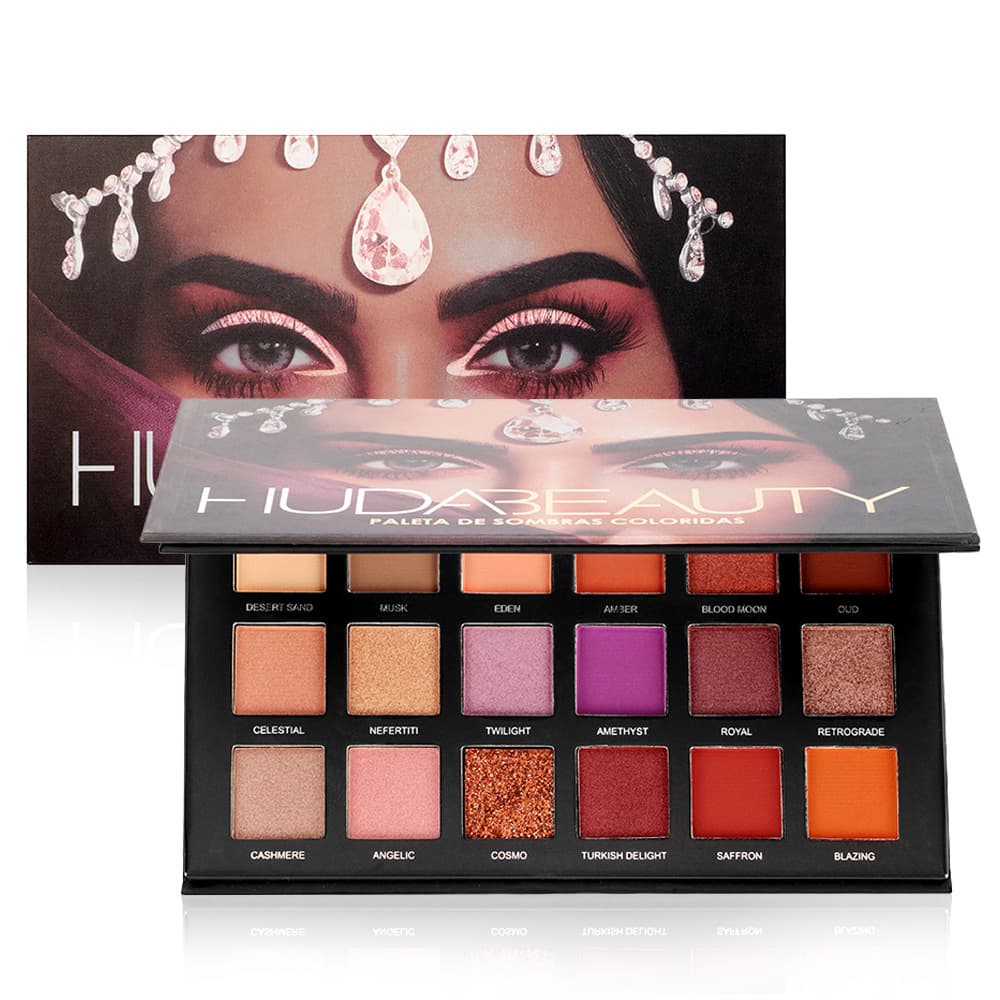 Hudabeauty 18-Color Eyeshadow Palette Pearlescent Matte Glitter Sequin Makeup Palette Stage Makeup