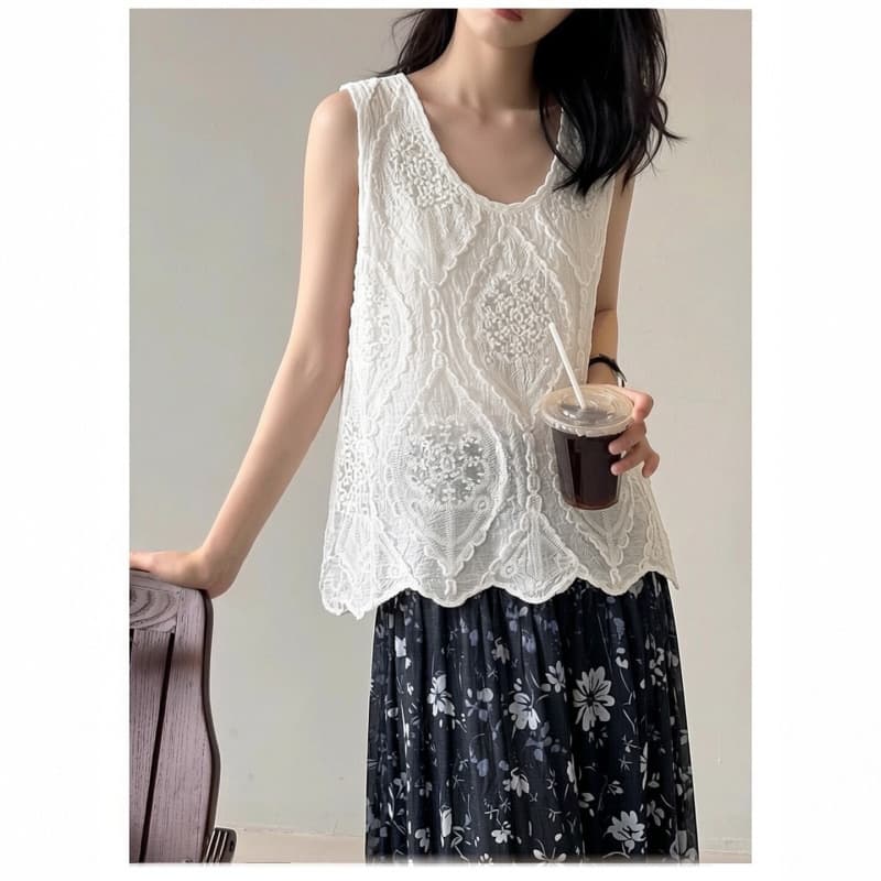 Plus size women's 2026 new summer fashion temperament fat MM jacquard sleeveless round neck vest loose and versatile top