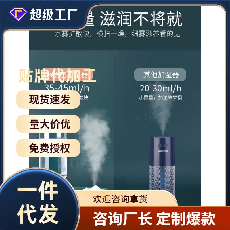 Mineral Water Bottle Humidifier with USB Charging, Compact Mini for Bedroom, Home Use, Silent Hydration with Large Spray