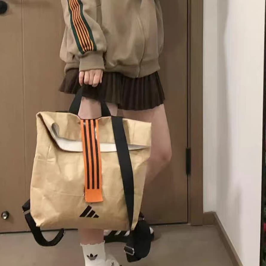 Adidas Club Gold Member Limited Edition Multifunctional Kraft Paper DuPont Backpack Bookbag Handbag
