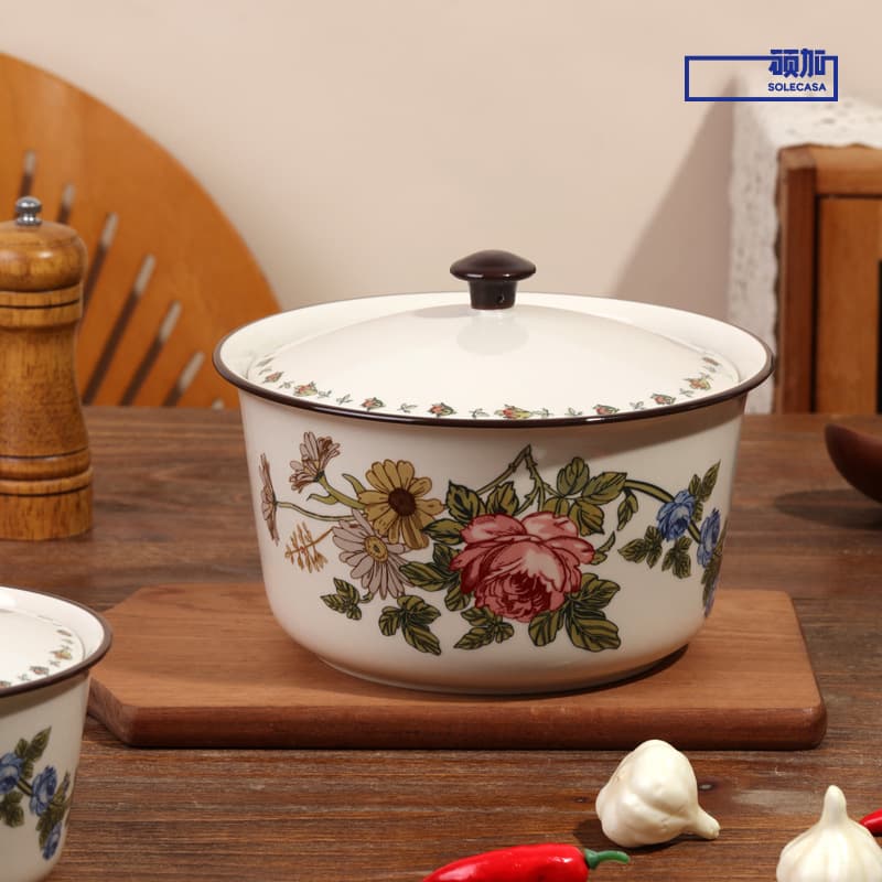 Shunxiang Ceramic Bowl with Lid, Nostalgic Dumpling Filling Bowl, Light Luxury Retro High-Temperature Seasoning Bowl, Household Lard Bowl, Multi-Purpose Bowl
