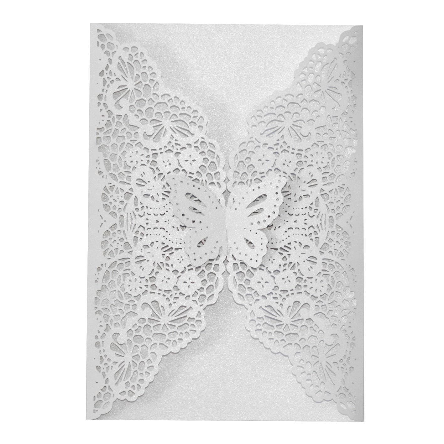 Export foreign trade wedding beautiful butterfly lace greeting card laser hollow wedding invitation European style wedding invitation factory wholesale