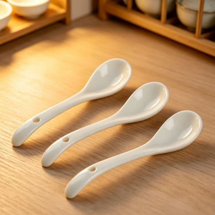 White Bone China Stirring Spoon Ceramic Coffee Spoon Soup Spoon Seasoning Spoon Small Spoon Gift Spoon Factory Direct