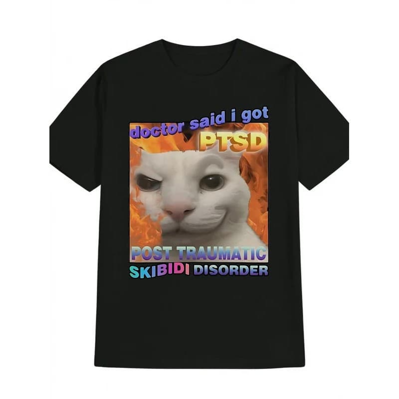 [Cross-border EU Size] "A Must-have for Cat Lovers: A Crew Neck T-shirt