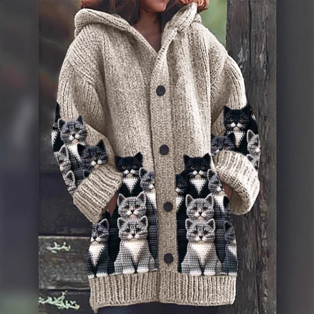 2025 Cross-border Foreign Trade Amazon Independent Site New Halloween Animal 3D Print Casual Hooded Cape Coat
