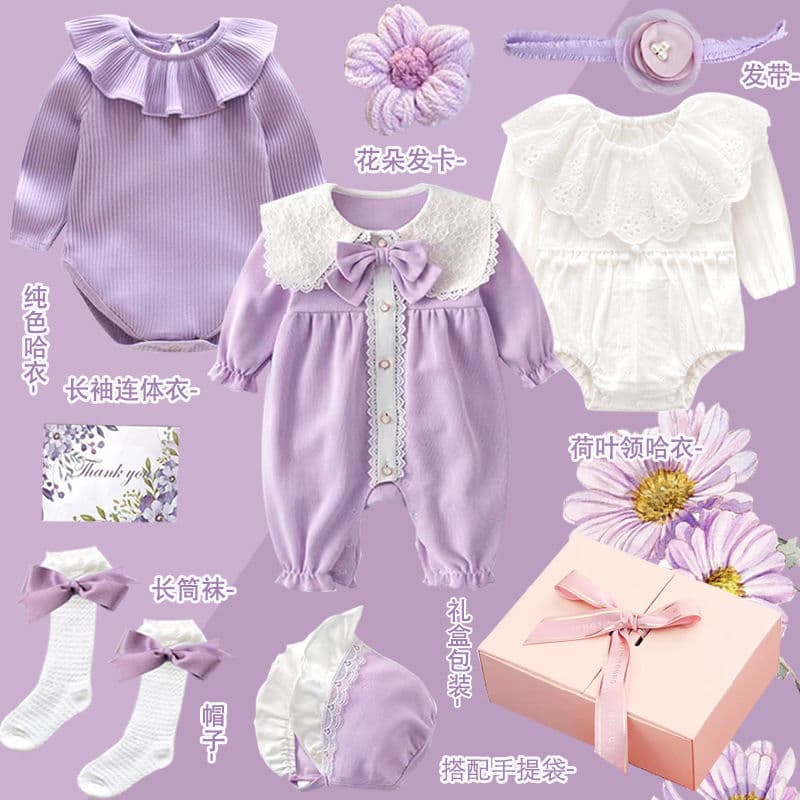 Newborn Baby Girl Clothing Gift Set, Meeting Gift, Full Moon & 100 Days Celebration, Summer Princess Style