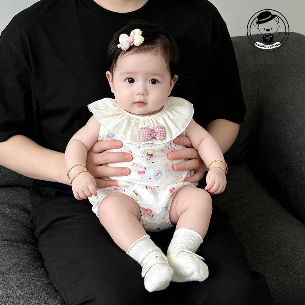 Baby Summer Thin Sleeveless Bodysuit Cute Cat Onesie Outing Monthly Age Baby Clothes Romper