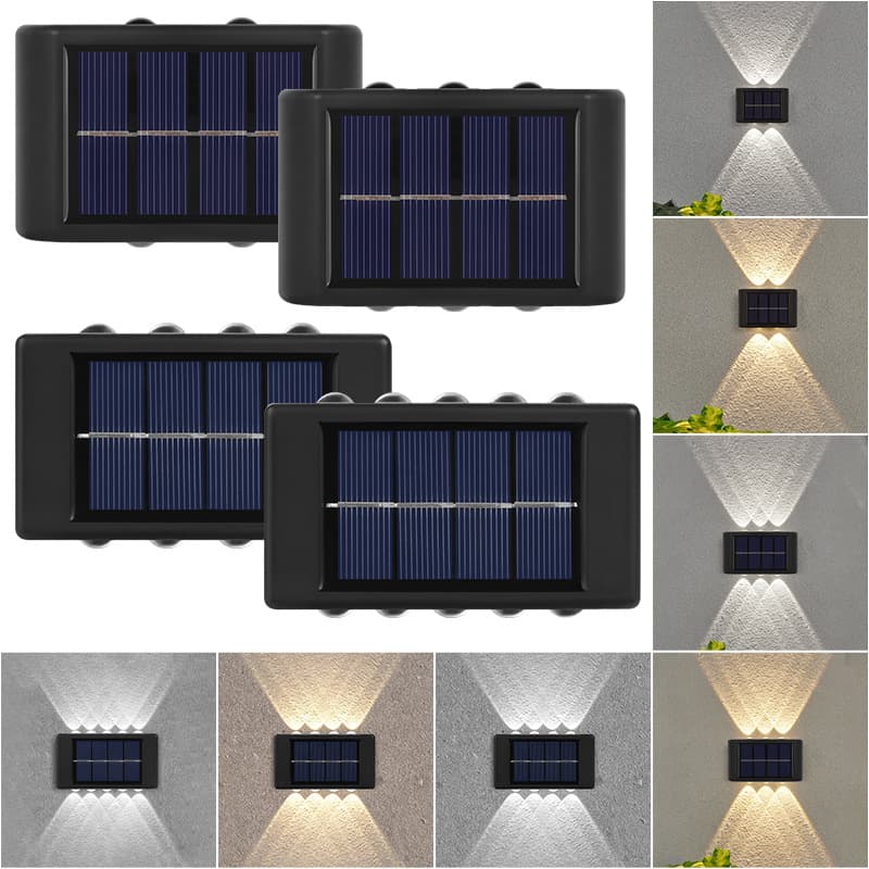 Solar wall lights for outdoor landscape courtyard, waterproof ambiance wall decoration, terrace with top and bottom illumination wash lights
