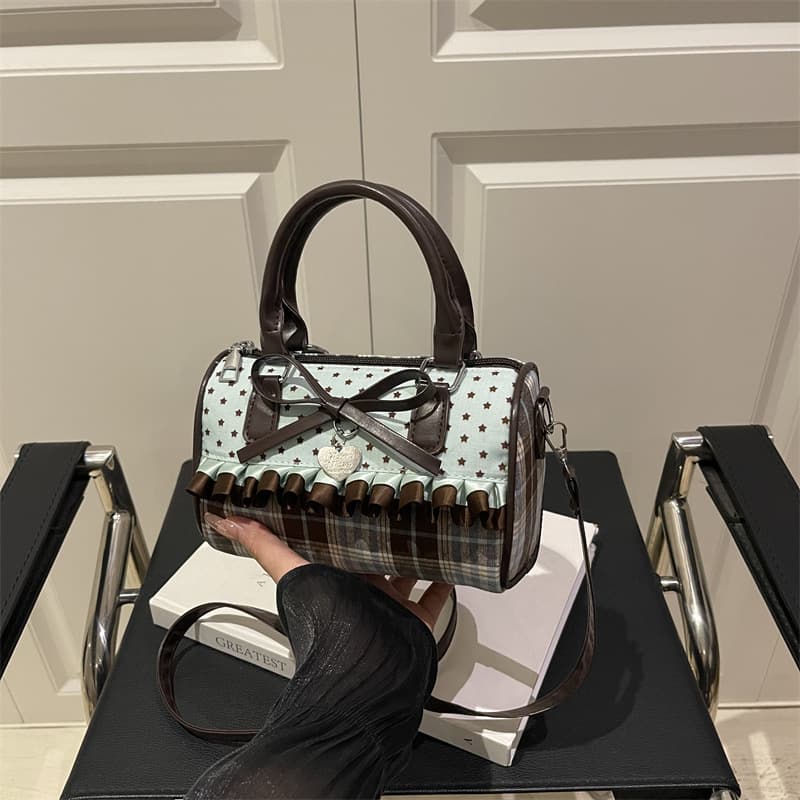 Sweet Bow New 2026 Trendy Lace Trim Fashion Polka Dot Chic Single Shoulder Handbag Underarm Bag for Women