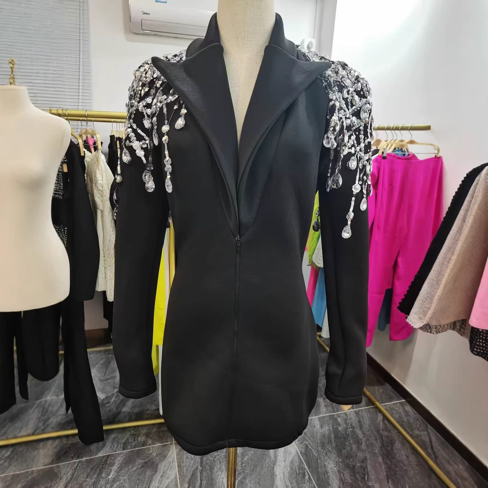 Promotional price plus 7.5% off European and American foreign trade women's long-sleeved temperament dress slim cardigan coat dress for women
