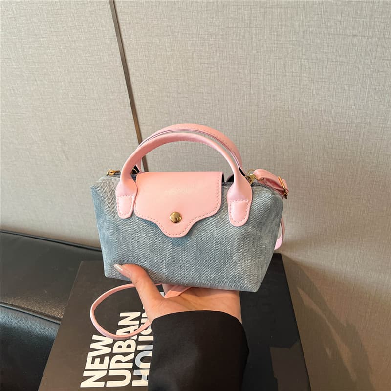 Denim Handbag for Women Contrast Color Stylish Teen Versatile Shoulder Bag Crossbody Bag New Fashionable Ladies Bag