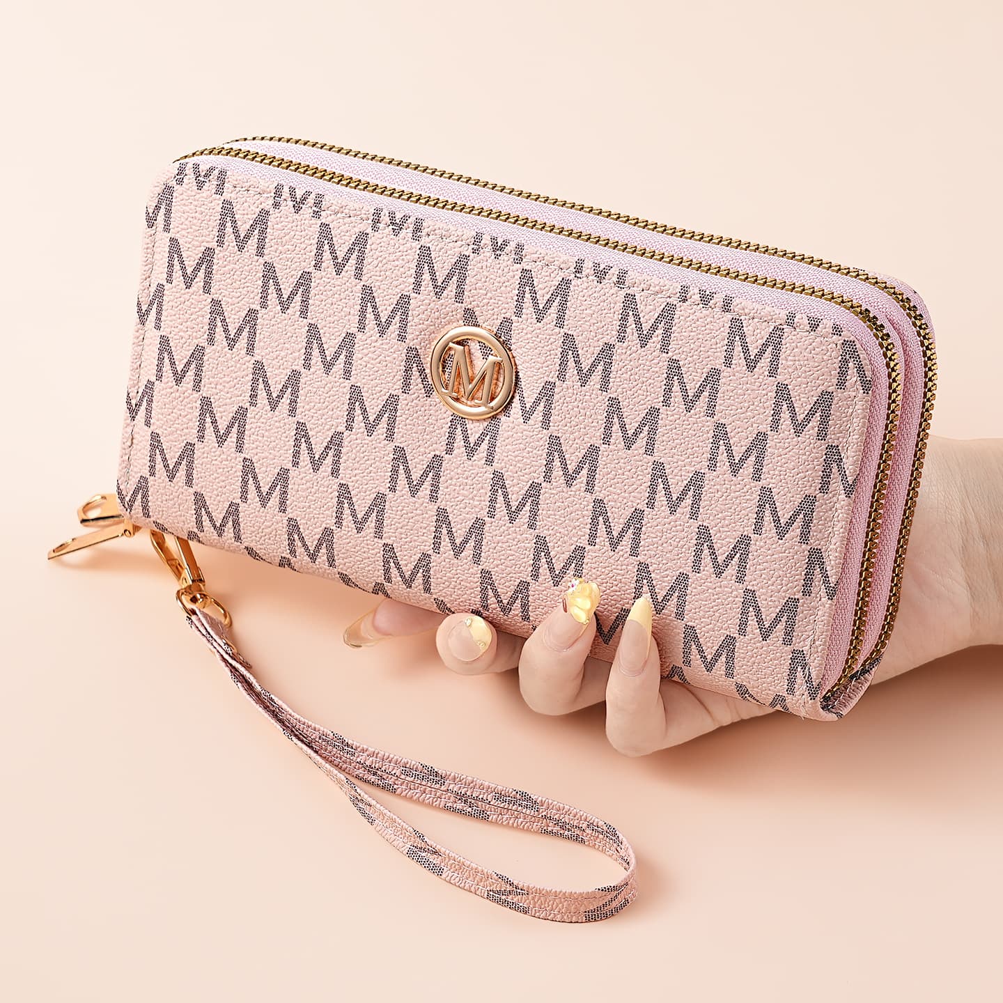 Best-selling Women's Double Zipper Long Wallet, Korean Style Coin Purse, Fashionable Minimalist Letter M Element Trend