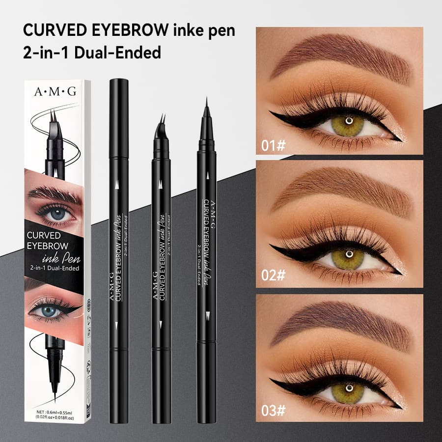 Amg Cross-Border Exclusive Makeup Product: Dual-Ended Eyeliner and Two-In-One Eyebrow Pencil, Smudge-Proof and Distinct Strokes Eyebrow