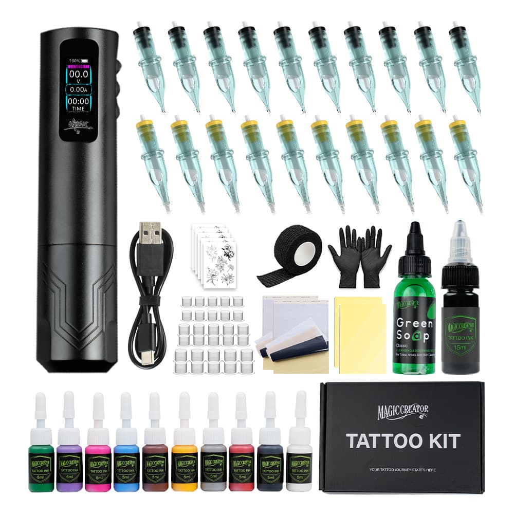 Long Artist Tattoo Equipment URB2 Wireless Tattoo Machine Kit Professional Tattoo Wireless Pen for Lining and Shading