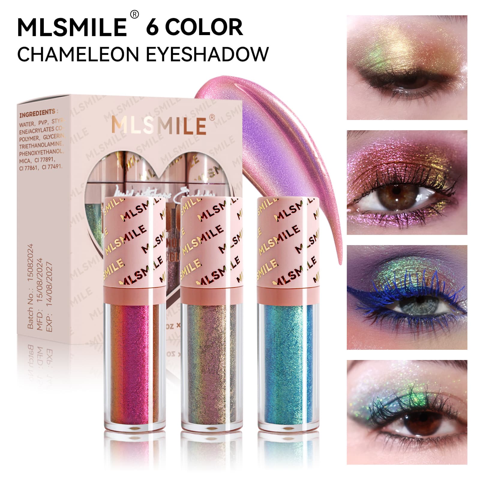 Cross-border exclusive chameleon eye shadow set diamond glitter eye shadow stick stage polarized brightening liquid eye shadow