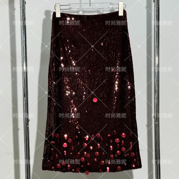 Fashionable Yani European Style High-Waist Bodycon Skirt with Sequins, French Vintage Elegant Look