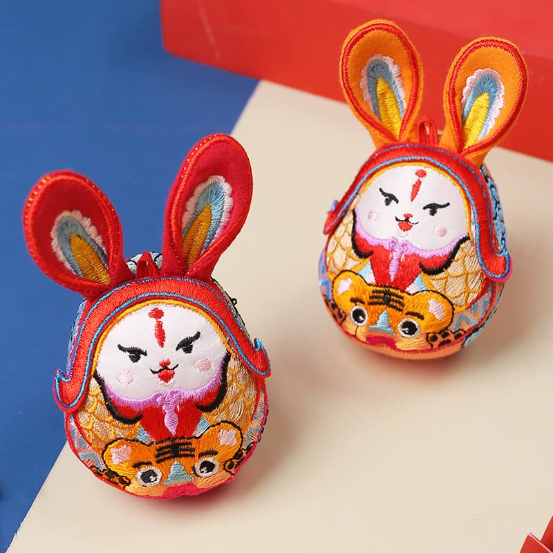 Handmade Lord Rabbit National Trend Year of the Rabbit Toy Ornament Pendant Business Intangible Cultural Heritage Gift Scenic Spot Mascot Doll Figure