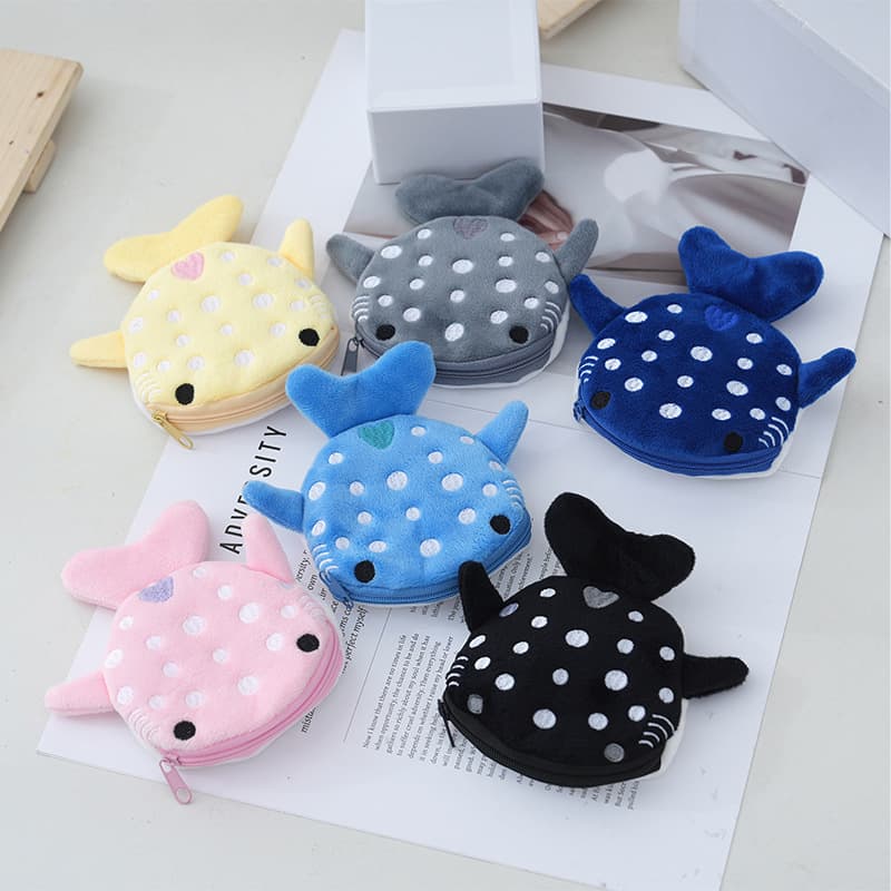 Factory produces cartoon children's shark coin purse zipper bag data cable bag children's pendant decoration small gift