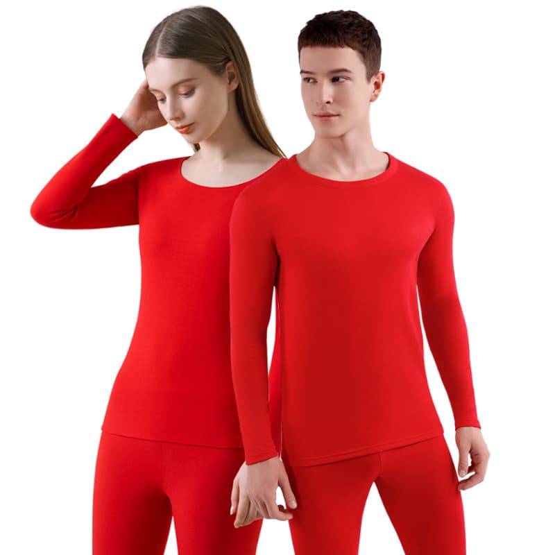 Deer Fleece Thermal Underwear Men's Set, Fleece-Lined Seamless Heating Long Johns for Women, Round Neck, Essential for Winter and Zodiac Year