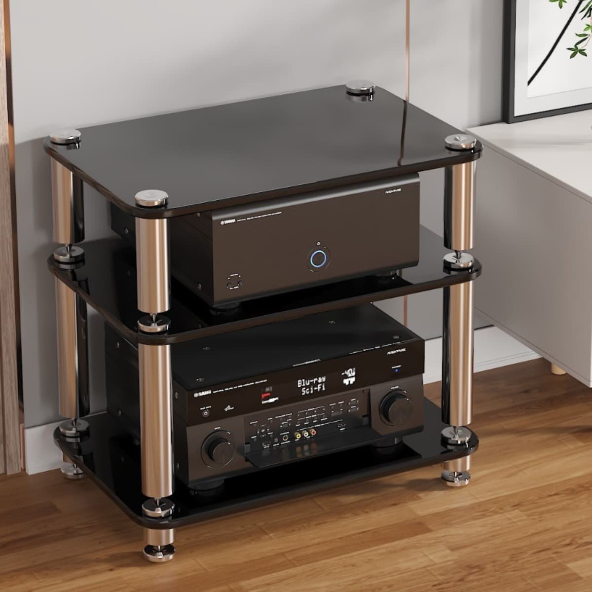 Tempered glass audio/HIFI amplifier cabinet, vibration damping cabinet, foot bracket, amplifier stand, audio-visual equipment cabinet, KTV TV cabinet