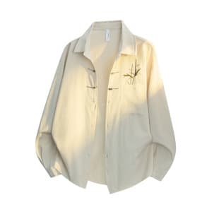 New Retro Chinese Embroidery Tang Suit Long Sleeve Shirt for Men and Women, Loose Fit Couple Style, Cross-Border Chinese Fashion