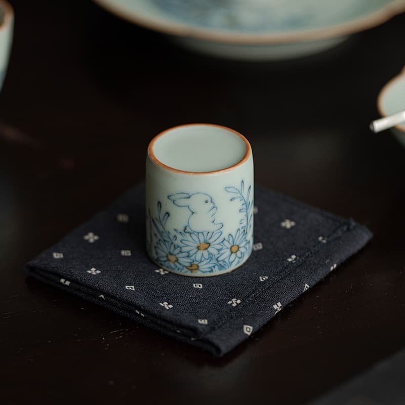 Blue and White Lid Rest High-end Purple Clay Teapot Lid Holder Ceramic Tea Set Home White Porcelain Gaiwan Lid Accessories Tea Ceremony Tea Ware