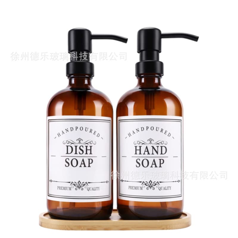 500ml Brown Pump Bottle Stainless Steel Pump Hand Soap Dispenser Shampoo Soap Lotion Dish Soap Pump Bottle