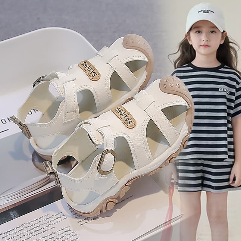 2026 new children's toe protection sandals for boys and girls soft bottom Velcro for middle and large children's outdoor toe-cap sports sandals