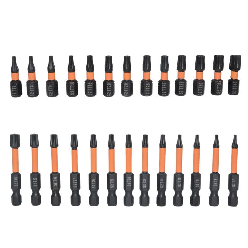 26-Piece S2 Alloy Steel Star Torx Screwdriver Bits Solid and Hollow Combination 25mm 50 Electric Screwdriver Bits